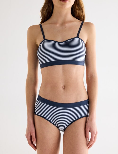 Honey Vegas Seamfree Stripe Bandeau Bra, Navy product photo View 03 L