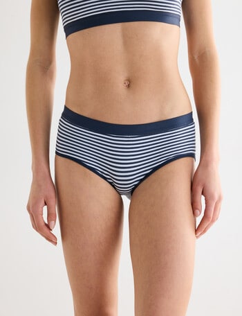 Honey Vegas Seamfree Stripe Boyleg Brief, Navy product photo