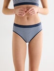 Honey Vegas Seamfree Stripe Hi Cut Brief, Navy product photo