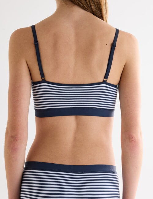 Honey Vegas Seamfree Stripe Bandeau Bra, Navy product photo View 02 L