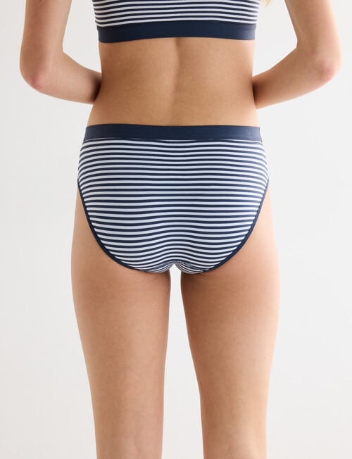 Honey Vegas Seamfree Stripe Hi Cut Brief, Navy product photo View 02 L