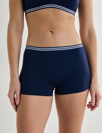 Honey Vegas Seamfree Shortie With Stripe Band, Navy product photo