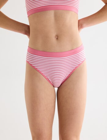 Honey Vegas Seamfree Stripe Hi Cut Brief, Rose product photo