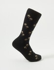 Mazzoni Palm Tree Cotton-Blend Dress Sock, Black product photo