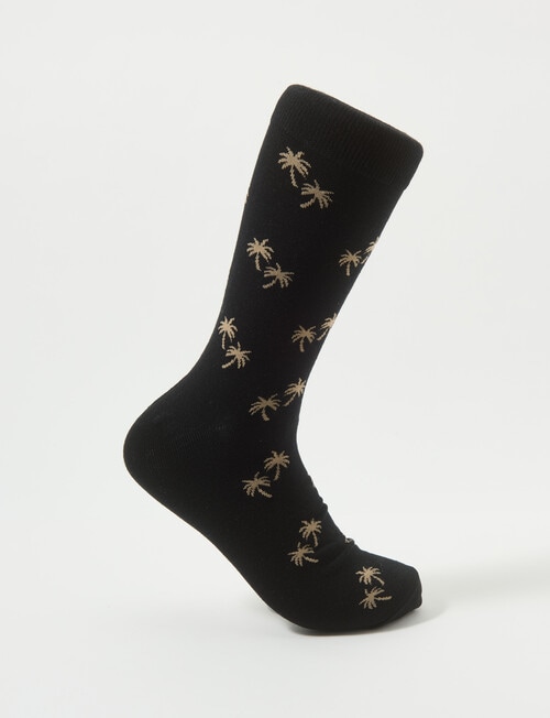 Mazzoni Palm Tree Cotton-Blend Dress Sock, Black product photo