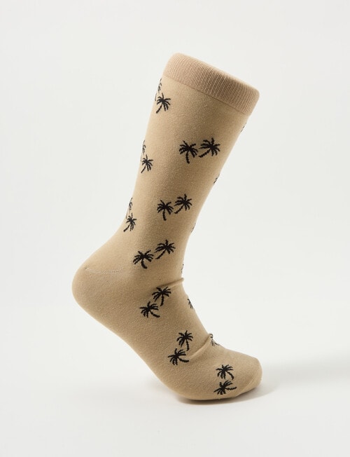 Mazzoni Palm Tree Cotton-Blend Dress Sock, Beige product photo
