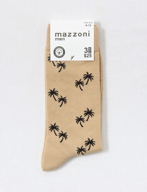 Mazzoni Palm Tree Cotton-Blend Dress Sock, Beige product photo View 02 L