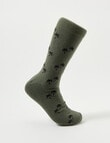 Mazzoni Palm Tree Cotton-Blend Dress Sock, Dark Sage product photo