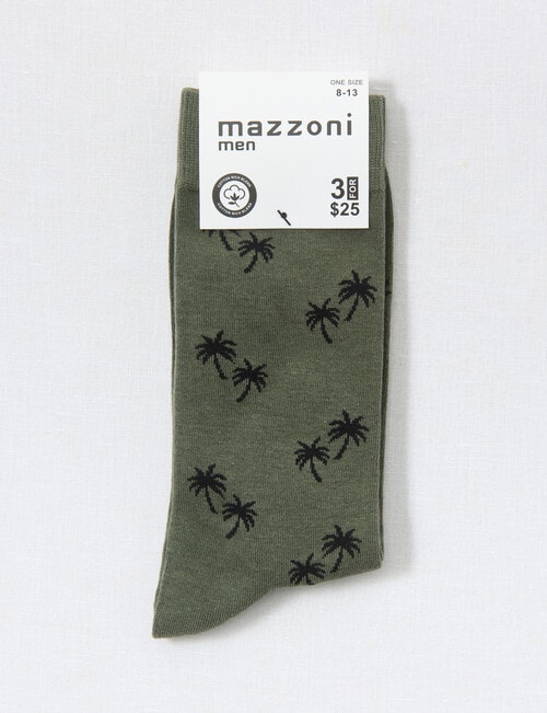 Mazzoni Palm Tree Cotton-Blend Dress Sock, Dark Sage product photo View 02 L