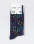 Mazzoni Rainbow Cat Cotton-Blend Dress Sock, Navy product photo View 02 S