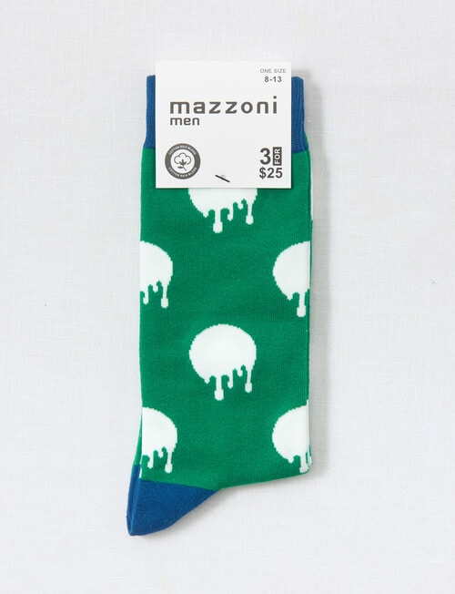 Mazzoni Paint Drip Spot Cotton-Blend Dress Sock, Green product photo View 02 L