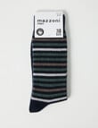 Mazzoni Merino-Blend Stipe Dress Sock, Navy & Mint product photo View 02 S