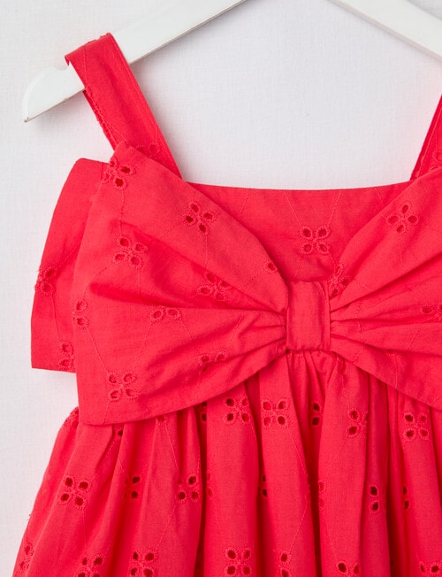 Mac & Ellie Bow Bubble Hem Broderie Dress, Red product photo View 03 L