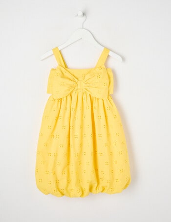 Mac & Ellie Bow Bubble Hem Broderie Dress, Daffodil product photo
