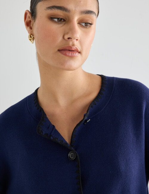 State of play Stevie Embroidered Cardigan, Deep Blue product photo View 04 L