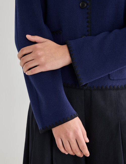 State of play Stevie Embroidered Cardigan, Deep Blue product photo View 06 L