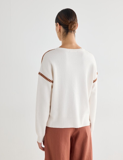 State of play Stevie Embroidered Sweater, Cream product photo View 02 L