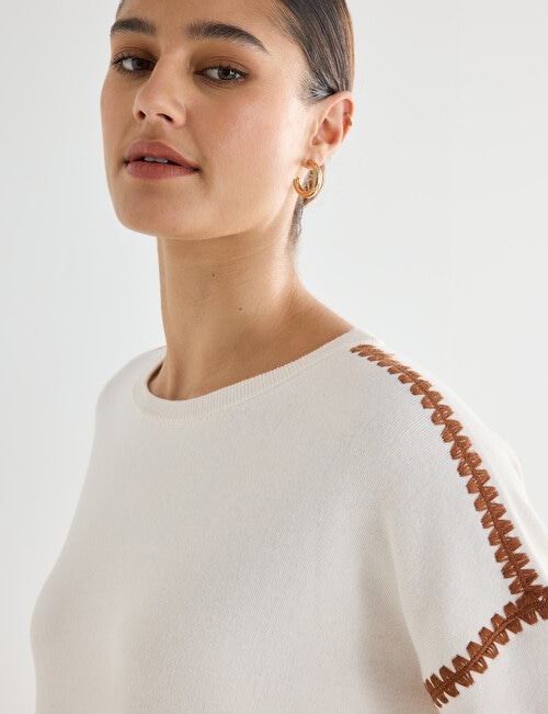 State of play Stevie Embroidered Sweater, Cream product photo View 05 L