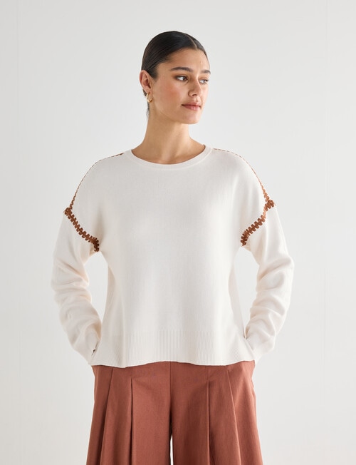 State of play Stevie Embroidered Sweater, Cream product photo View 07 L