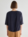 Jigsaw Debs Drawstring Hem Blouse, Navy product photo View 02 S