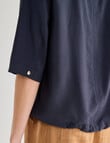 Jigsaw Debs Drawstring Hem Blouse, Navy product photo View 04 S