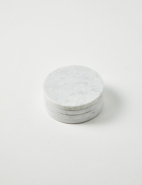 Amy Piper Mia Marble Coasters, Set of 4, White product photo View 02 L
