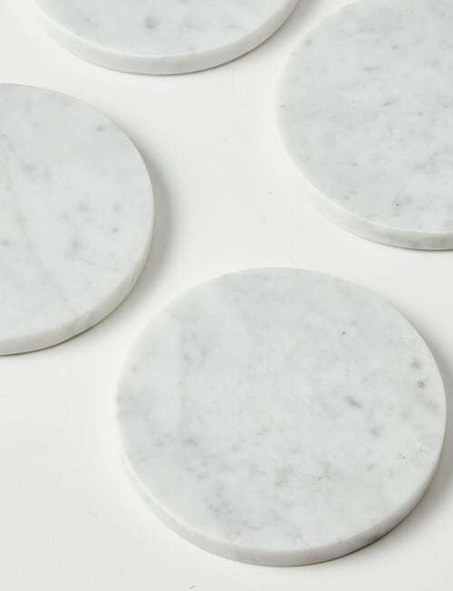 Amy Piper Mia Marble Coasters, Set of 4, White product photo View 04 L
