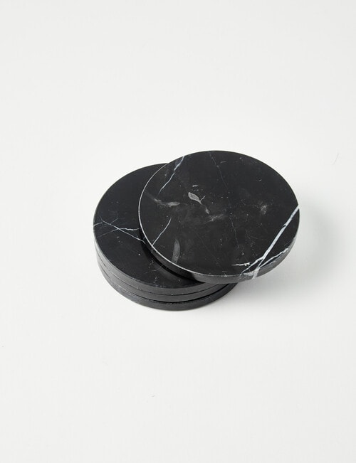 Amy Piper Mia Marble Coasters, Set of 4, Black product photo View 03 L