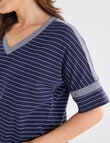 Line 7 Stripes Panelled Tee, Navy & White product photo View 05 S