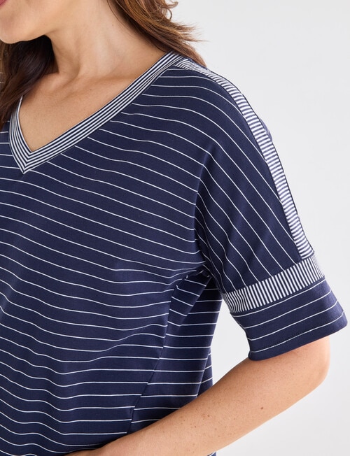 Line 7 Stripes Panelled Tee, Navy & White product photo View 05 L