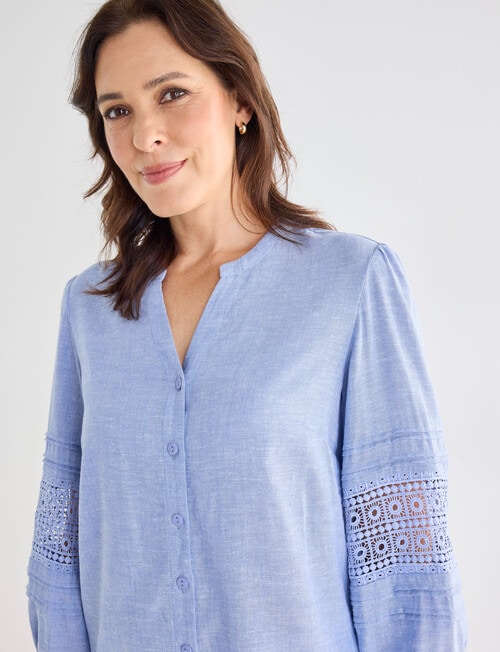 Line 7 Linen Blend Villa Top, Medium Blue product photo View 05 L
