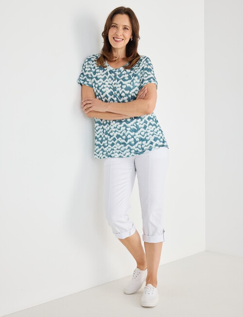 Line 7 Geo Print Jacquard Santorini Crushed Tee, Green product photo View 03 L