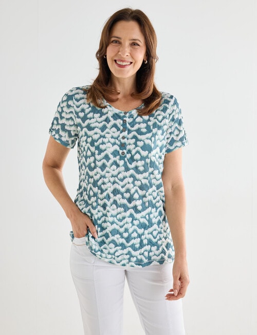 Line 7 Geo Print Jacquard Santorini Crushed Tee, Green product photo View 04 L