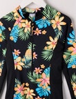Wavetribe Surf Floral Long Sleeve Rashsuit, Black product photo View 02 S