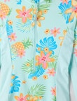 Wavetribe Surf Floral Long Sleeve Rashsuit, Skylight product photo View 02 S