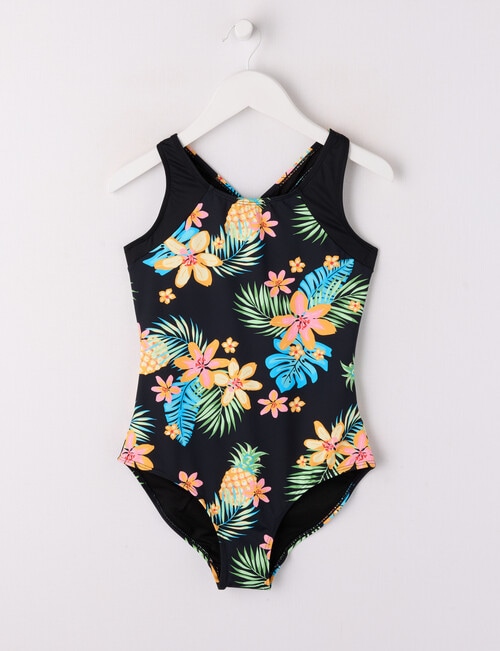 Wavetribe Surf Floral Swimsuit, 1-Piece, Black product photo