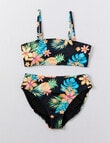 Wavetribe Surf Floral Bandeau Bikini Set, Black product photo