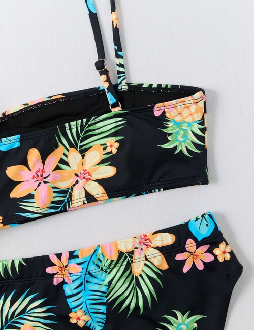 Wavetribe Surf Floral Bandeau Bikini Set, Black product photo View 02 L