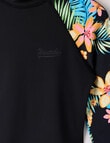 Wavetribe Surf Floral Long Sleeve Rash Top, Black product photo View 02 S