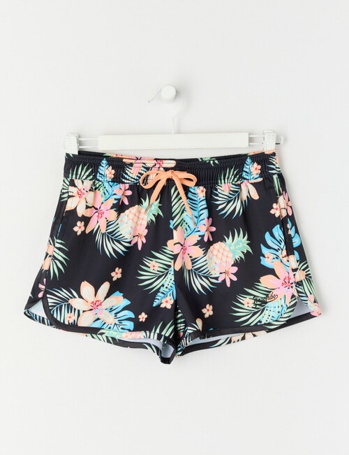 Wavetribe Surf Floral Stretch Boardshort, Black product photo