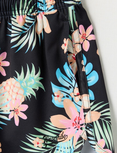 Wavetribe Surf Floral Stretch Boardshort, Black product photo View 02 L