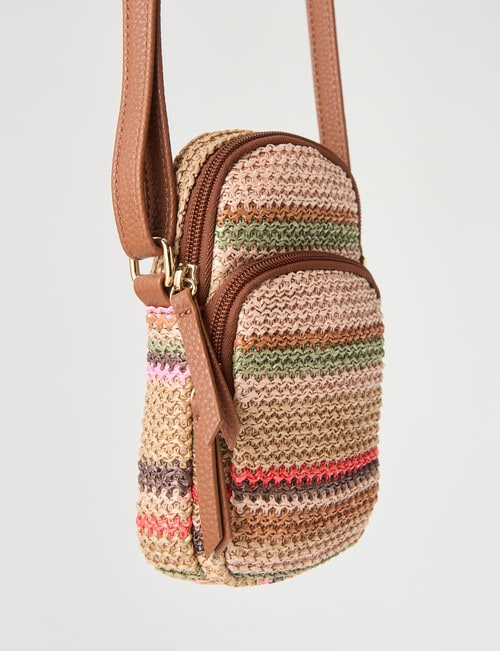 Zest Stripe Raffia Crossbody Bag, Tan product photo View 03 L