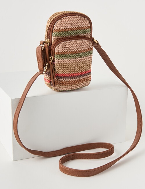 Zest Stripe Raffia Crossbody Bag, Tan product photo View 04 L