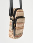 Zest Stripe Raffia Crossbody Bag, Black product photo View 02 S