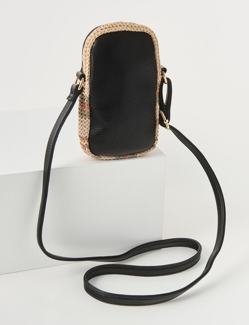 Zest Stripe Raffia Crossbody Bag, Black product photo View 05 L