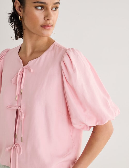 State of play Tallulah Tie Front Top, Petal Pink product photo