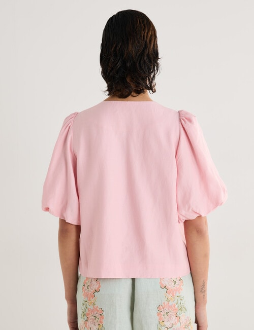 State of play Tallulah Tie Front Top, Petal Pink product photo View 02 L