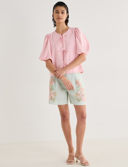 State of play Tallulah Tie Front Top, Petal Pink product photo View 03 L