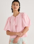 State of play Tallulah Tie Front Top, Petal Pink product photo View 04 S