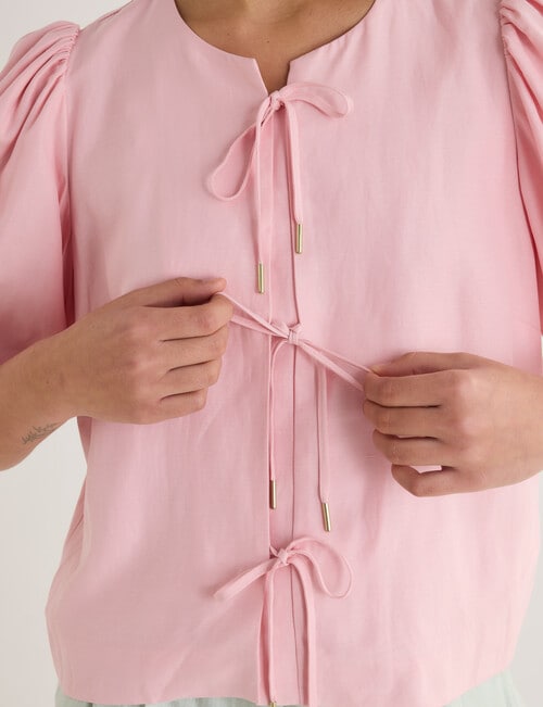 State of play Tallulah Tie Front Top, Petal Pink product photo View 05 L